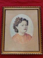 Szili Török Dezső (Szeged 1956): Női portré akvarell festmény