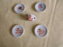 Miniatűr porcelán tányér csésze babaház  bababútor kiegészítő szett