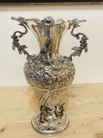 Ezüst  900 ös áttört váza 5 puttóval
