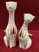 Hollóházi porcelán garden cica pár