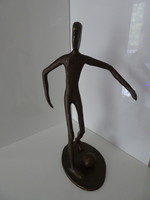 Art deco flawless bronze soccer player statue.
