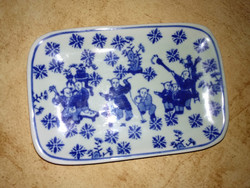 Kék-fehér keleti stílusú kínai ? porcelán tálka, kis cukorkakínáló vagy tányér