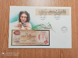 Banknote Envelope 1985 Guyana $ 1 1966 unc
