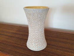Régi retro repesztett mázas kerámia váza