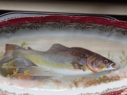 11 személyes antik halas vacsora készlet, halas étkészlet Victoria/Austria gyártótól