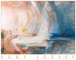 Art poster of Egry József light shift 1937 expressionist painting, balaton shore landscape
