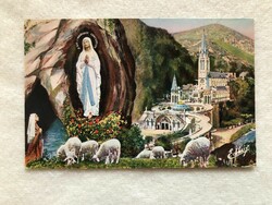 Régi képeslap - Lourdes Bazilika - Franciaország