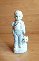 Porcelain little girl with kitten figure 15 cm (po-4)