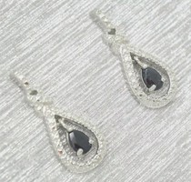 Wonderful Genuine Sapphire Gemstone Sterling Silver / 925 / Ear - New