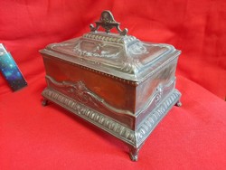 Old baroque tin storage box, centerpiece.