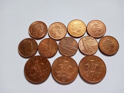 Szép Angol 1-2  Penny 2001 - 2013  ! ( Pence ) 12 darab !!