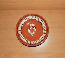 Old glazed ceramic owl grain wall plate bowl 22 cm (n)