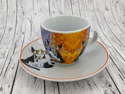 Goebel cica dekoros porcelán kávés csésze aljjal
