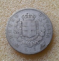 Olasz 1 Lira 1867.  Ag ezüst