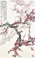 Vej Ce-hszi Vörös Szilva Virágok, kínai festmény falikép reprint nyomata