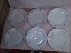 Hat darab régi porcelán lapos tányér - együtt - Drasche, Zsolnay, egyéb...