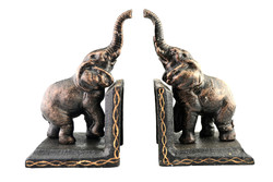 Öntöttvas könyvtámasz párban - elefánt felemelt ormányú