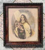 Szent Teréz, Gyönyörű festmény vizfestmény akvarell,Szent Teréz Korpuszt tart a kezében