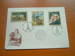 BORÍTÉK FDC FRANCIA FESTŐK 1969 3 DB BÉLYEG