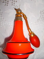 Atr deco jelzett francia pumpás  illatszeres üveg- 20-as évek- narancsvörös színű