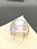 Fabulous, solid silver ring with mother-of-pearl inlay