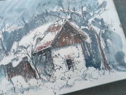 Winter landscape - watercolor image