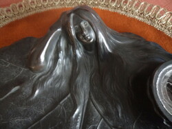 Szecessziós Antik   bronz (1.150 gramm) Kínáló, női szoborral!