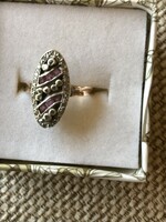 18 carat antique gold ring with tiny diamonds and rubies