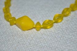 Yellow opaque glass necklace 01