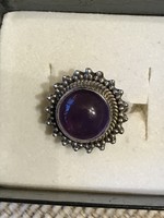 Antique silver ring with amethyst
