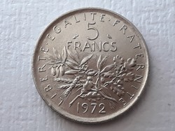 5 Frank 1972 érme - Francia 5 francs 1972 külföldi pénzérme