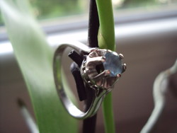Ezüst gyűrű valódi akvamarinnal régiség 18 mm