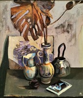 László Paizs (1935 -) retro still life c. Picture gallery painting with original guarantee!