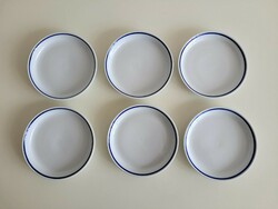 Régi 6 db Zsolnay porcelán kék csíkos kis tányér