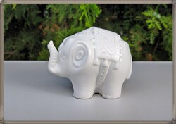 Ritka, fehér Zsolnay porcelán elefánt