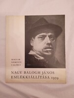 Nagy Balogh János Emlékkiállítása 1959, katalógus, Magyar Nemzeti Galéria
