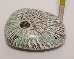 Applied arts, ikebana, gray, brown striped glaze, ceramic flowerpot (2212)