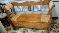 Folk arm wooden chest, arm chest, opening arm bench bench