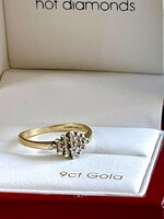 Exkluzív 9k  fehér arany -gyémánt Brill gyűrű kb 0, 31Ct Gigantikus luxus