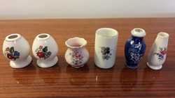 Régi porcelán miniváza kisméretű virágos miniatűr váza 6 db