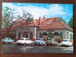 Old postcard Balatonszárszó old walnut restaurant vintage cars photo postcard