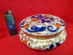 Régi Oepiag Oscar Edgar Gutherz 1920-1928 Imari Aranyozott Kontúros Mintás Porcelán Bonbonier,Doboz.