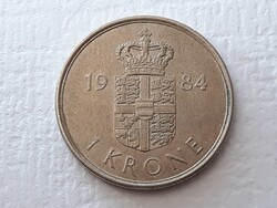 1 Krone 1984 érme - Szép 1 Dán korona 1984 Margrethe II Danmarks Dronning külföldi pénzérme