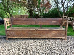 Large 100 year old storage arm chest with bench