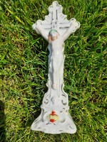 Régi porcelán kereszt feszület Jézus korpusz 15 cm