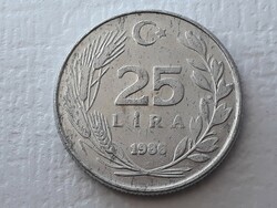 25 Líra 1986 érme - Török alu 25 lira 1986 külföldi pénzérme