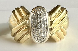 75T. 1 Forintról! 18 karátos Arany (7,2 g)  gyűrű 0,13 Ct Accant Gyémánttal.