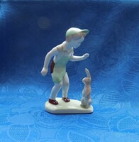Aquincum porcelán fiú nyuszival figura (po-2)