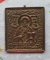 Bronz ikon, ortodox, Szent Miklós