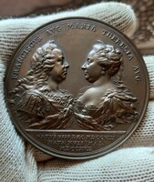 I. Ferenc és Mária Terézia családi bronz emlékérme 1759. Ritka!!!